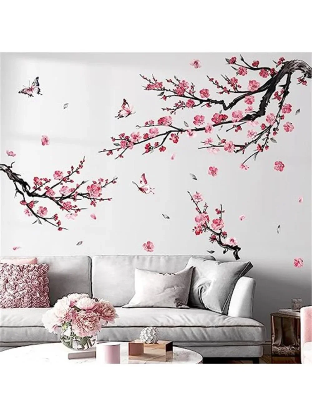 Flower Butterfly Wall Decals Peel Stick Waterproof Wall Stickers Kids Room